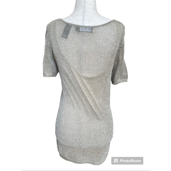 Dana Buchman Metallic Thread Open Knit Short Sleeve Top, NWOT, S - Picture 7 of 13